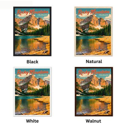 Rocky Mountains Vintage Travel Poster - Stunning Nature and Adventure