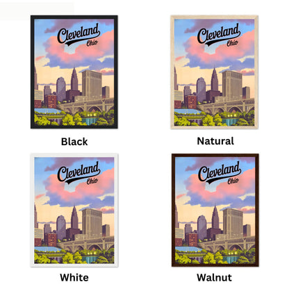 Ohio Vintage Travel Poster - Cleveland Skyscrapers