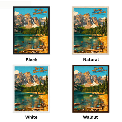 Rocky Mountains Vintage Travel Poster  - Serene Wilderness and Alpine Views