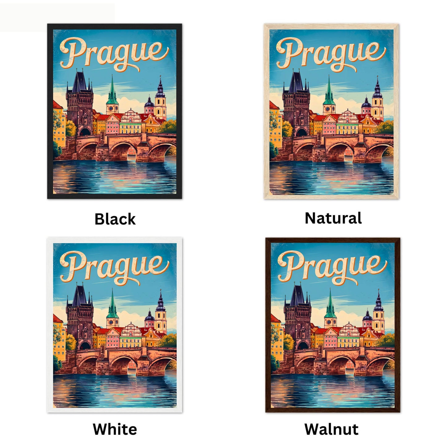 Prague Vintage Travel Poster - Golden Hour in Prague