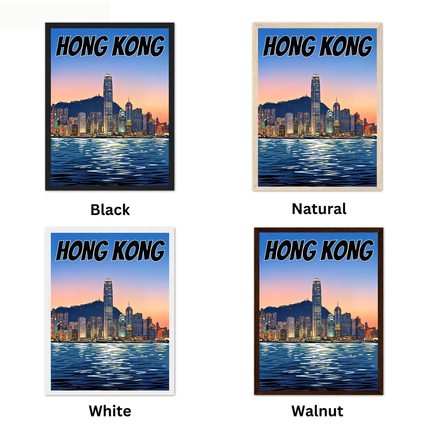 Hong Kong Vintage Travel Poster - Captivating Evening Skyline