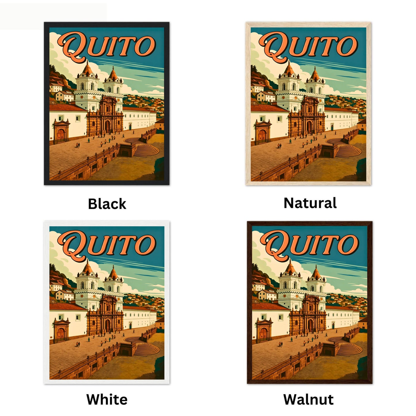 Quito Vintage Travel Poster - San Francisco Plaza