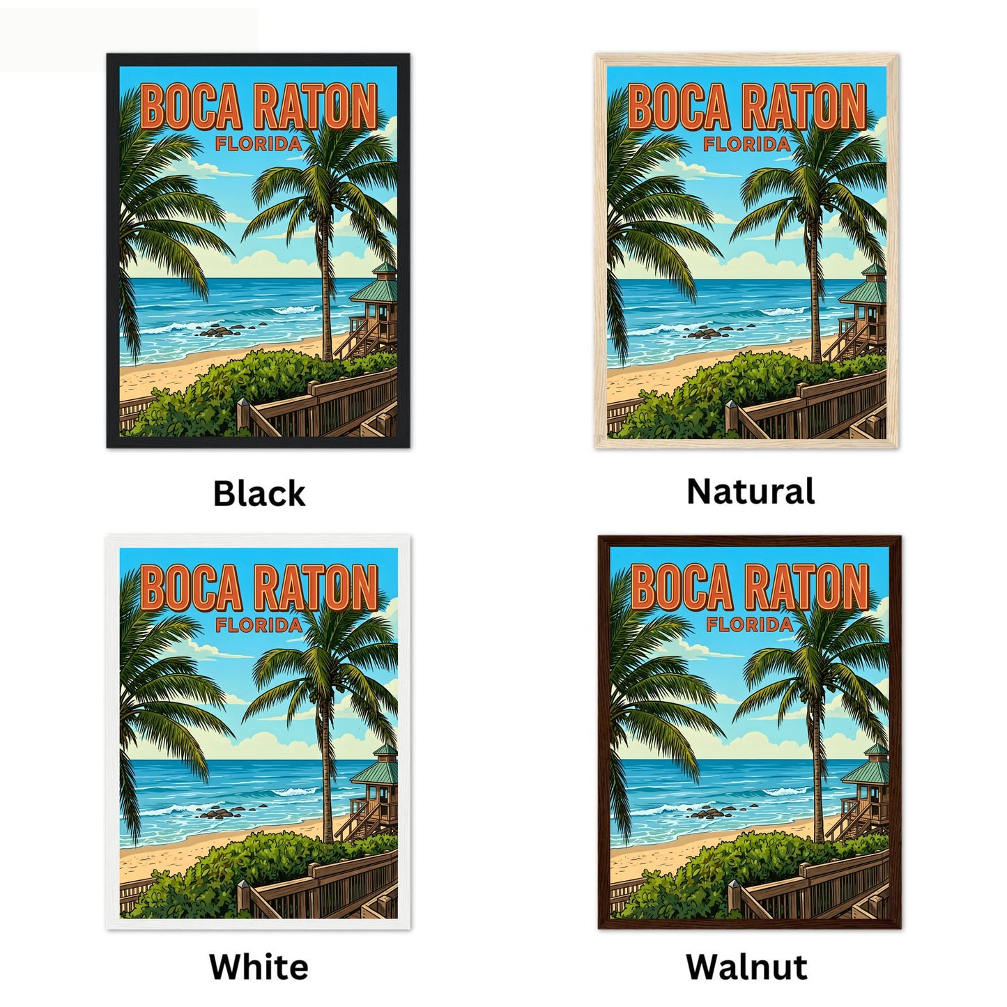Boca Raton Vintage Travel Poster - Florida’s Elegant Shore