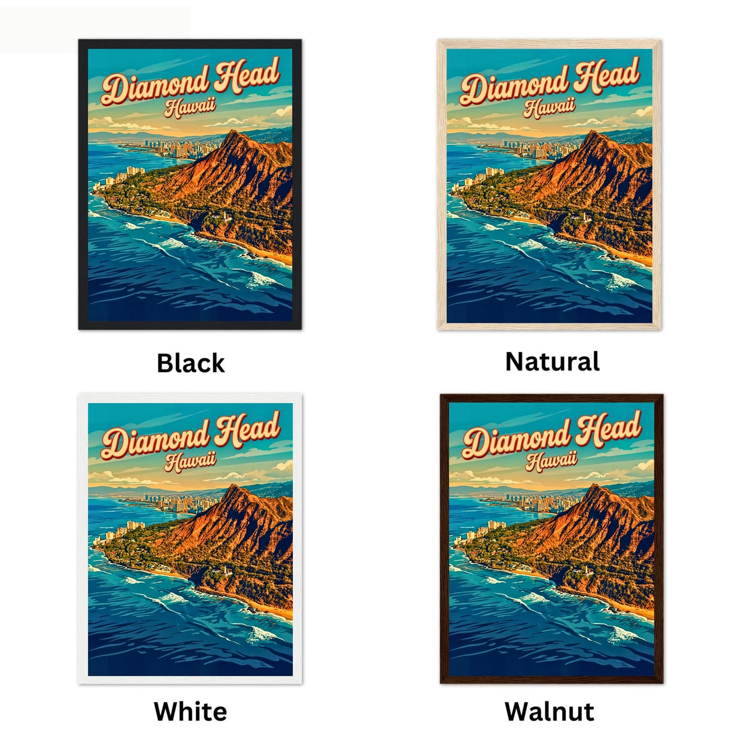 The Iconic Diamond Head Vintage Travel Poster