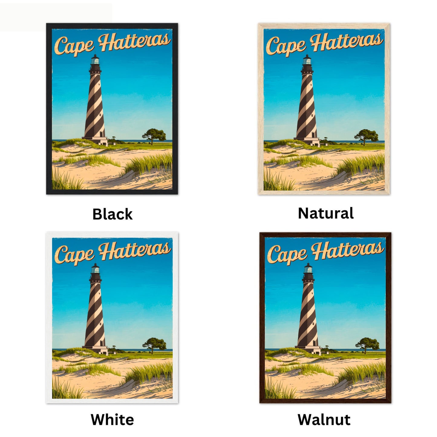 Cape Hatteras Vintage Travel Poster - Iconic Lighthouse Landmark