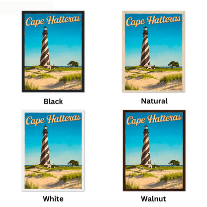 Cape Hatteras Vintage Travel Poster - Iconic Lighthouse Landmark