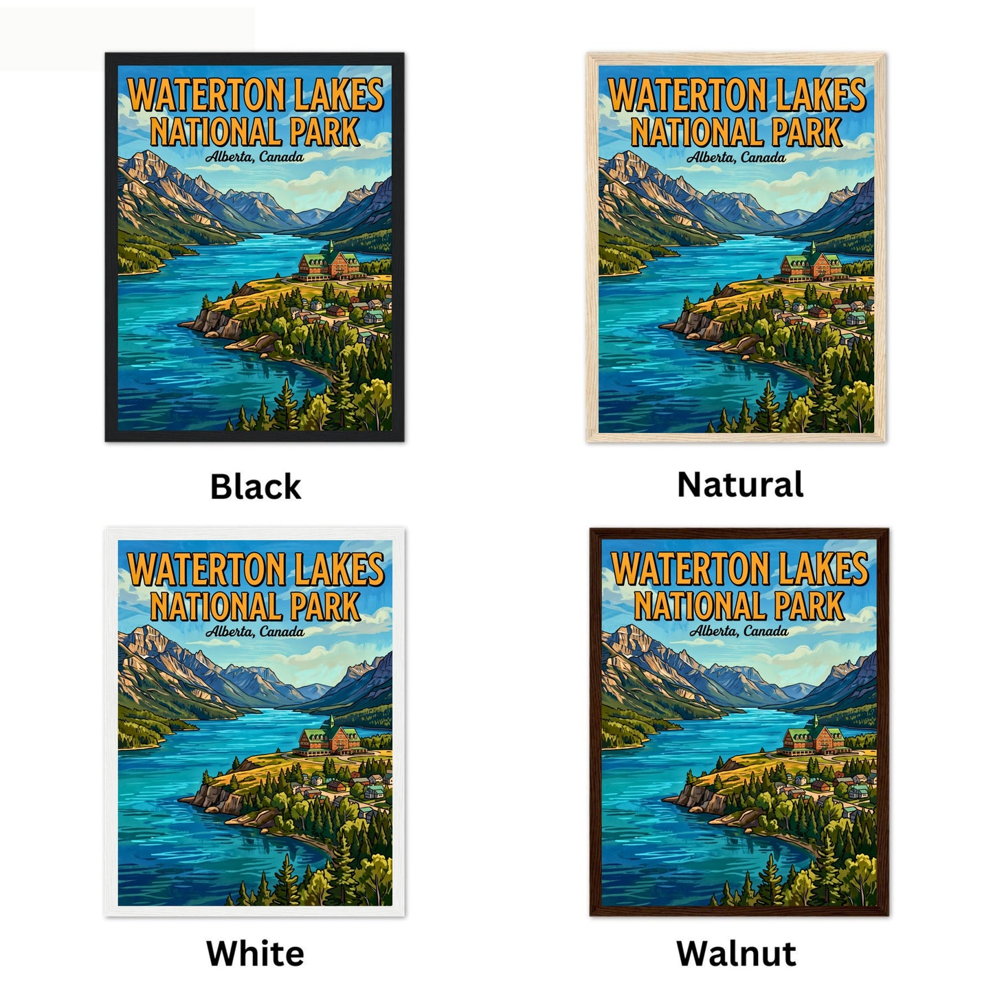 Waterton Lakes National Park Vintage Travel Poster - Peaks, Lakes, and Quiet Trails