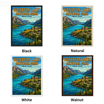 Waterton Lakes National Park Vintage Travel Poster - Peaks, Lakes, and Quiet Trails