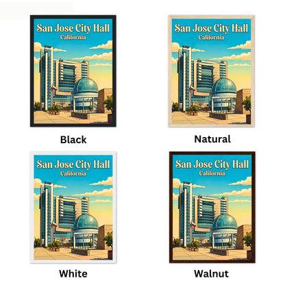 San Jose City Hall Vintage Travel Poster -  Dome