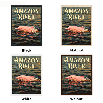 Amazon River Vintage Travel Poster - Jungle River Dolphin