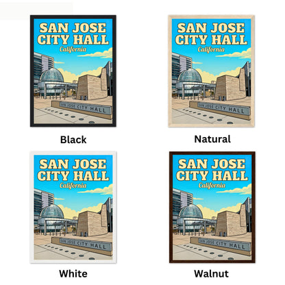 San Jose City Hall Vintage Travel Poster - Downtown California