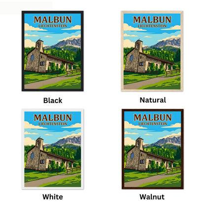 Malbun Vintage Travel Poster - Church
