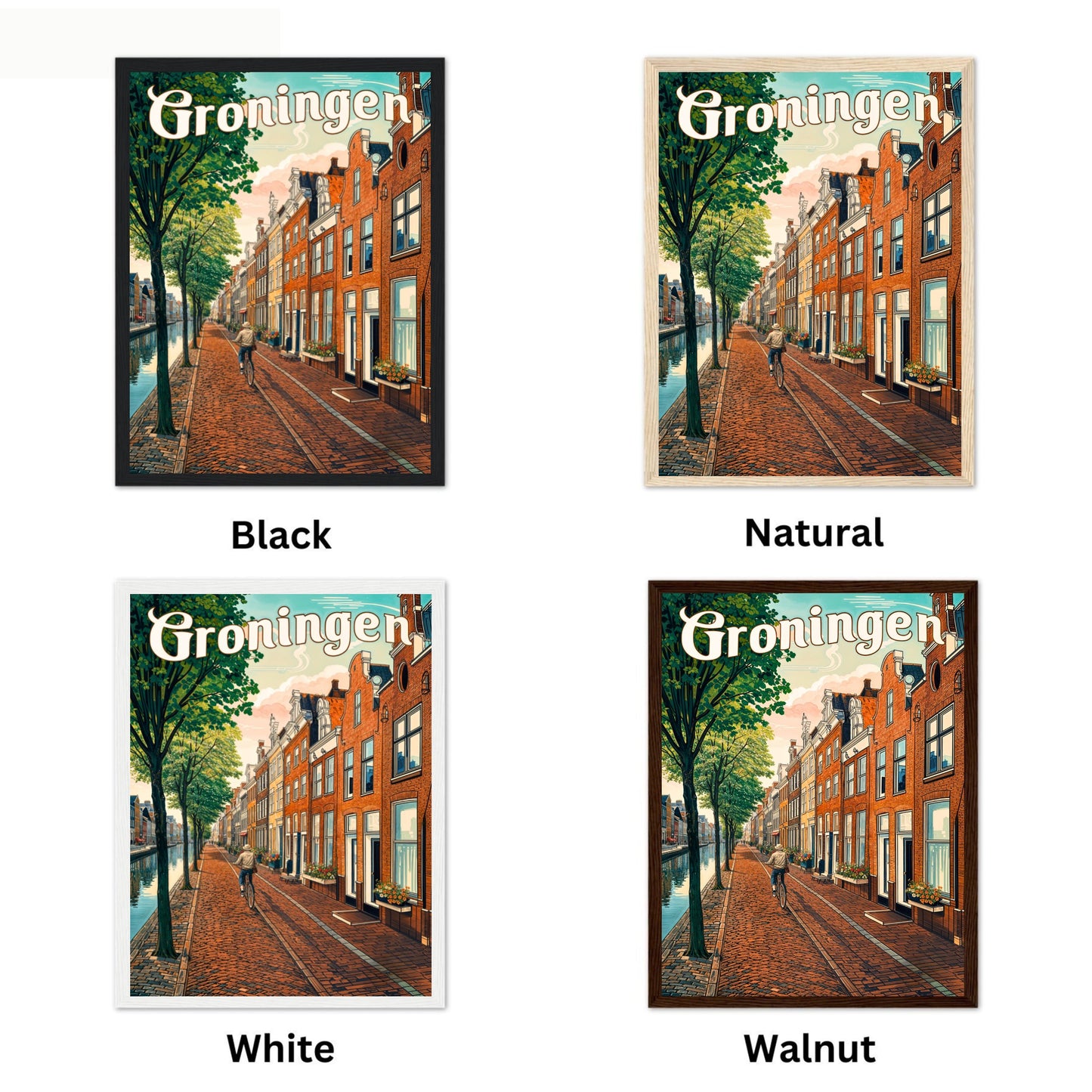 Groningen Vintage Travel Poster - Captivating Serene Urban Street View
