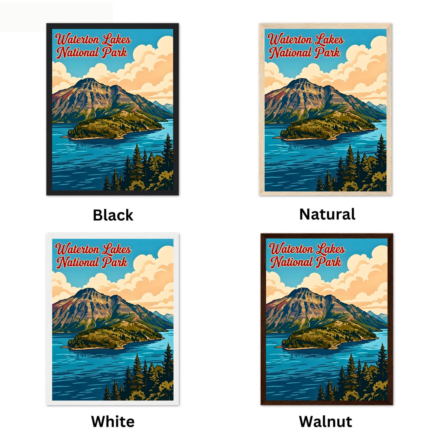Waterton Lakes National Park Vintage Travel Poster - Rocky Mountain Serenity