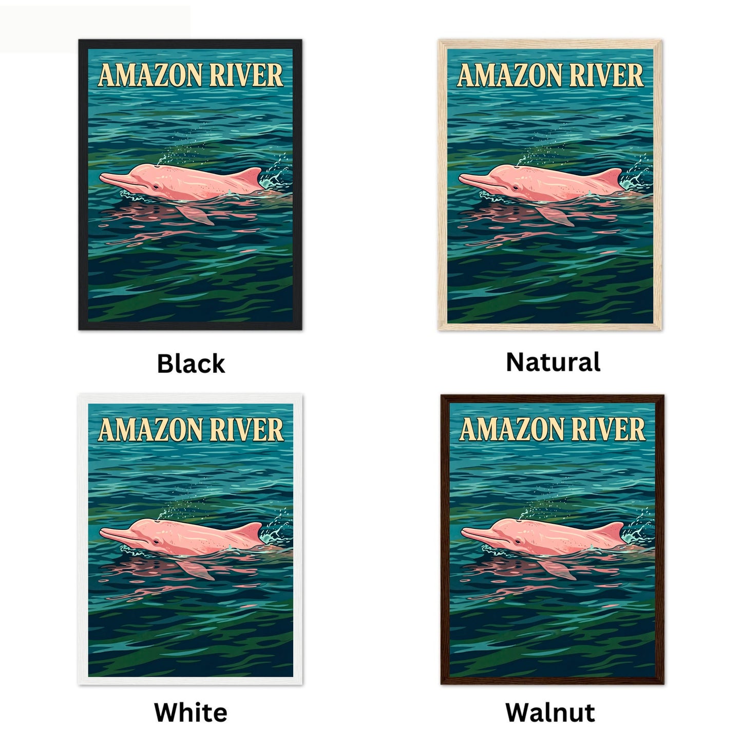 Amazon River Vintage Travel Poster - Captivating Dolphin