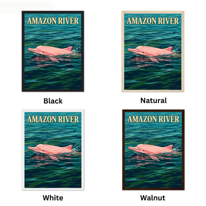 Amazon River Vintage Travel Poster - Captivating Dolphin