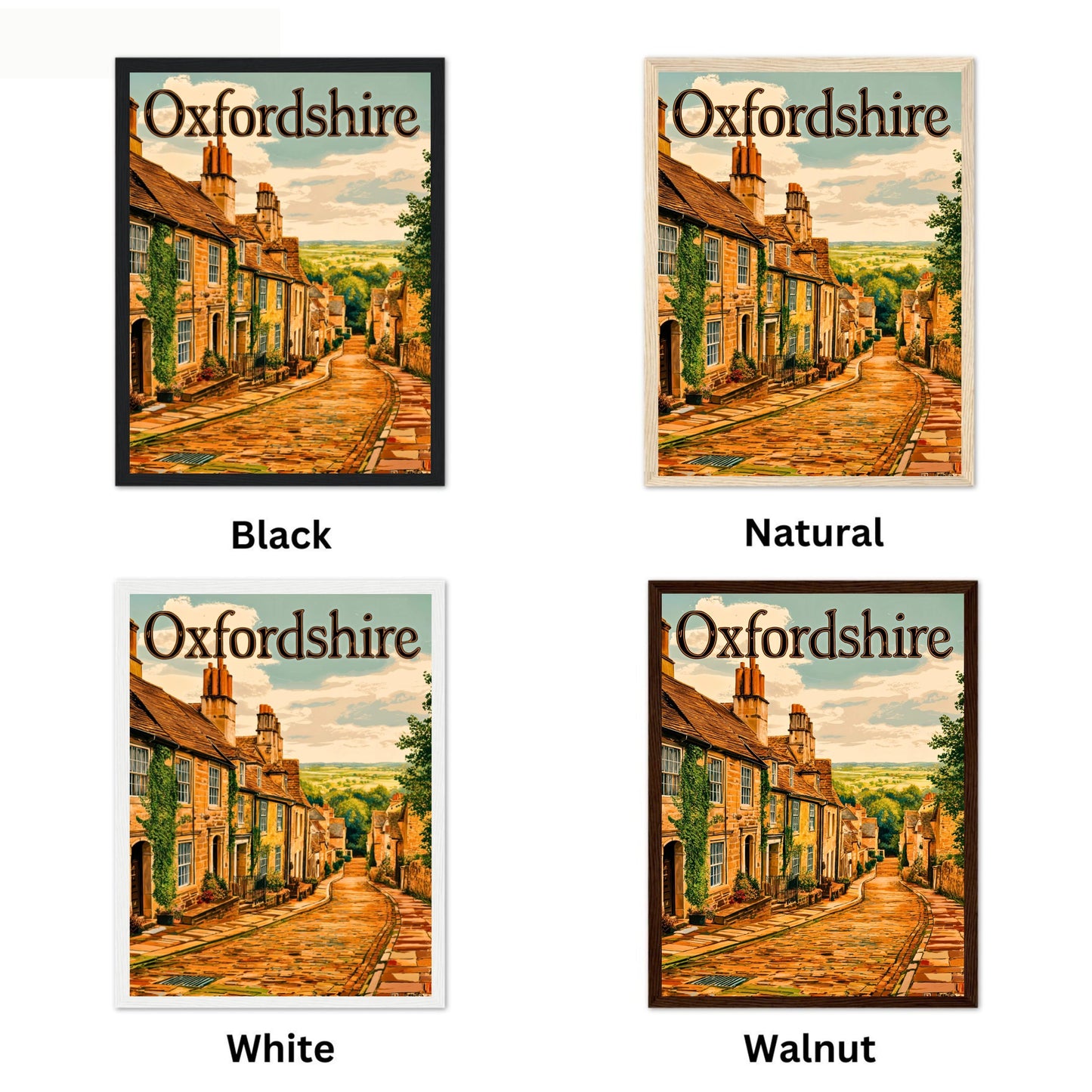Oxfordshire Vintage Travel Poster - Captivating Countryside Street