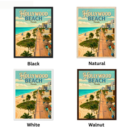 Hollywood Beach Vintage Travel Poster - Ocean Views Florida