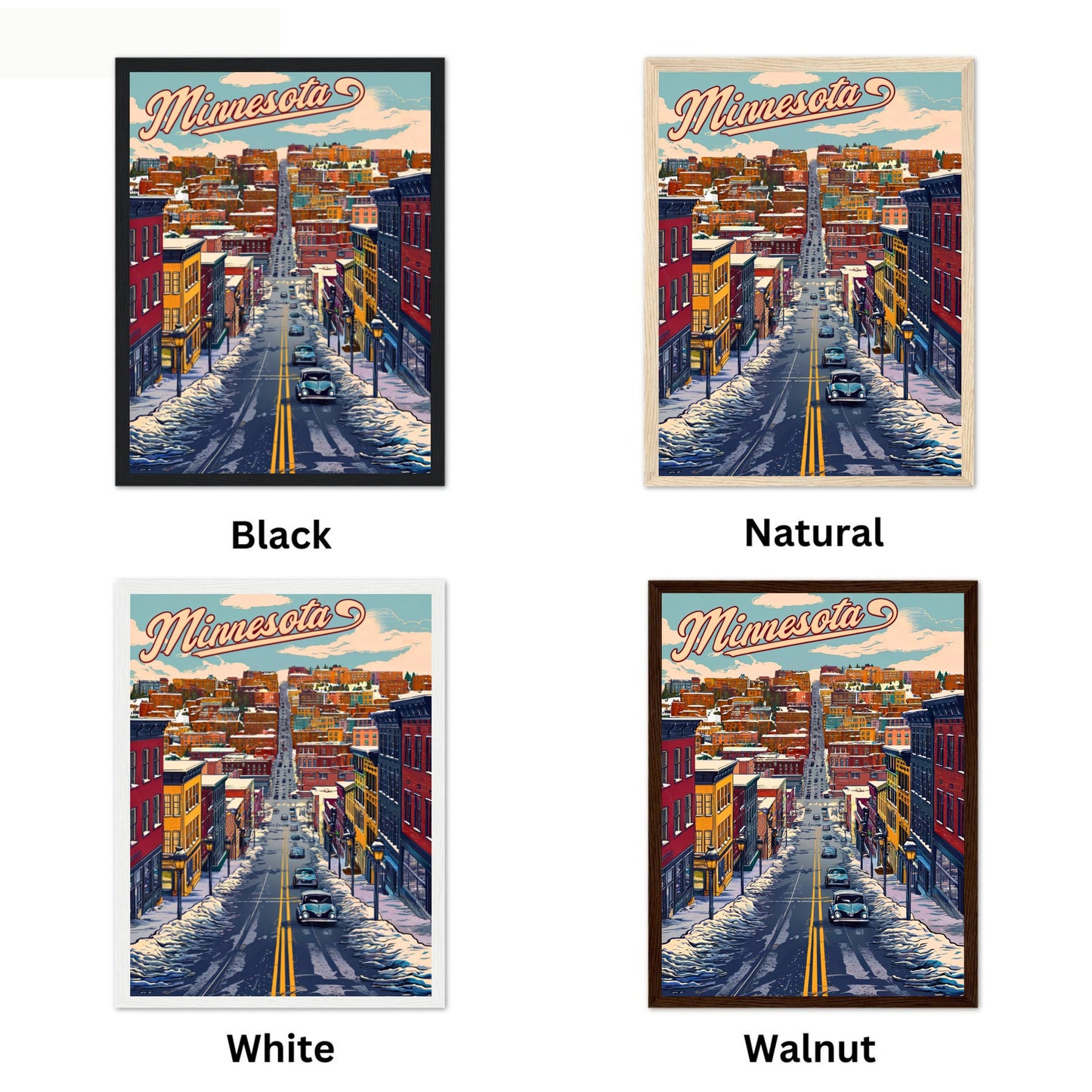 Minnesota Vintage Travel Poster - Winter Street View of Duluth