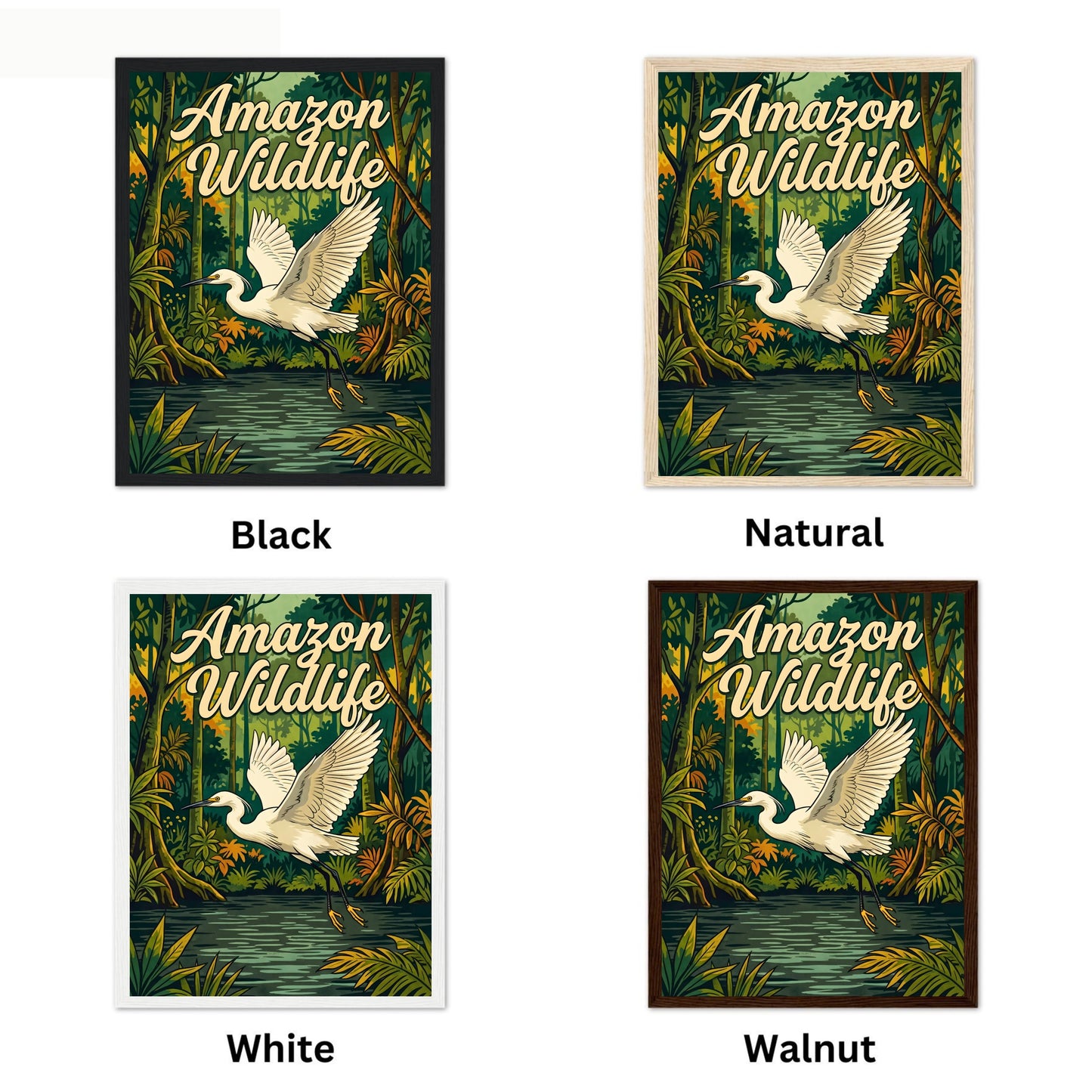 Amazon Rainforest Wildlife Vintage Travel Poster