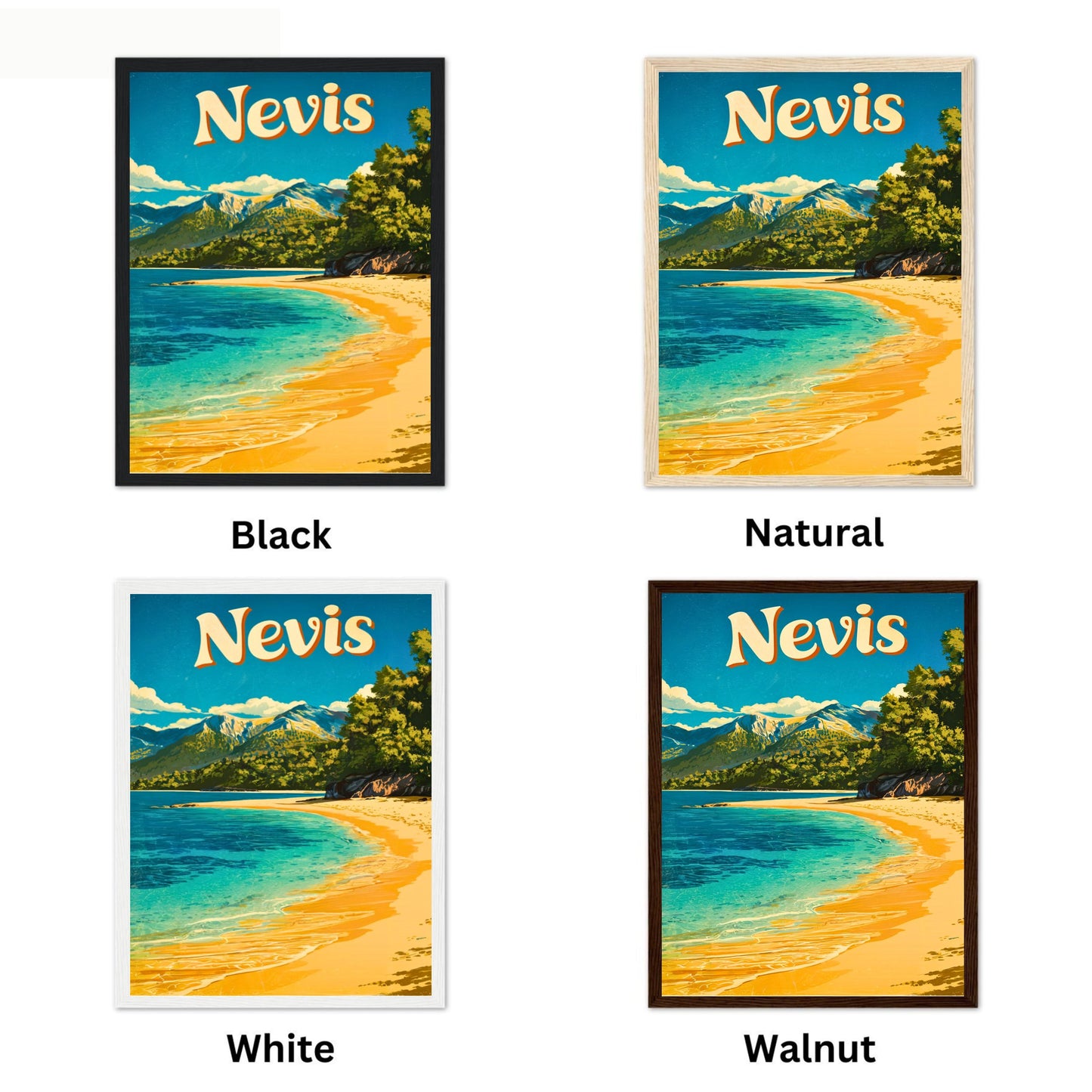 Nevis Vintage Travel Poster - Serene Beach Scene View