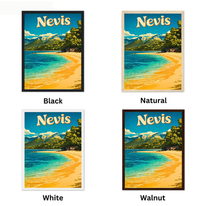 Nevis Vintage Travel Poster - Serene Beach Scene View