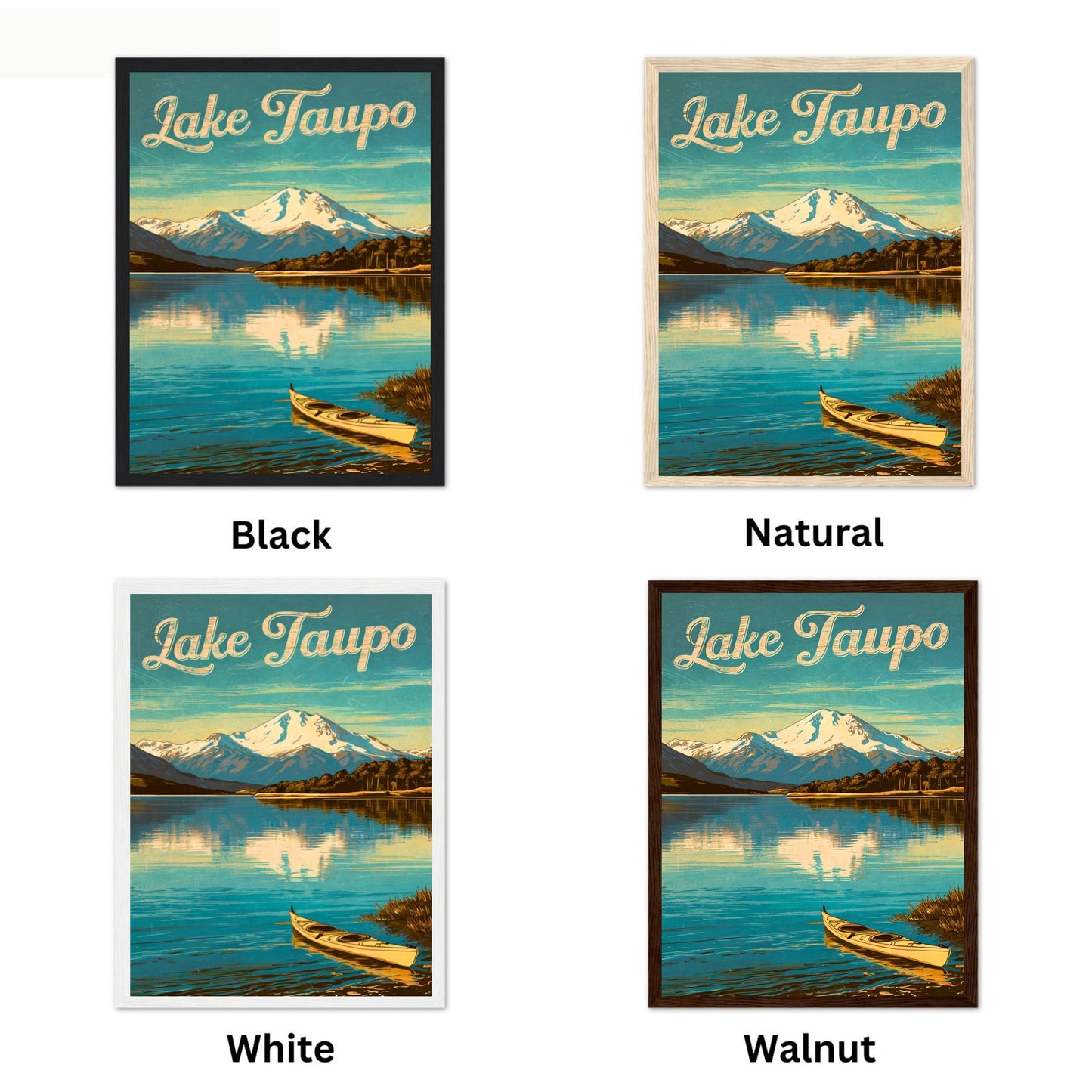 Lake Taupo Vintage Travel Poster - New Zealand Tranquil Lake