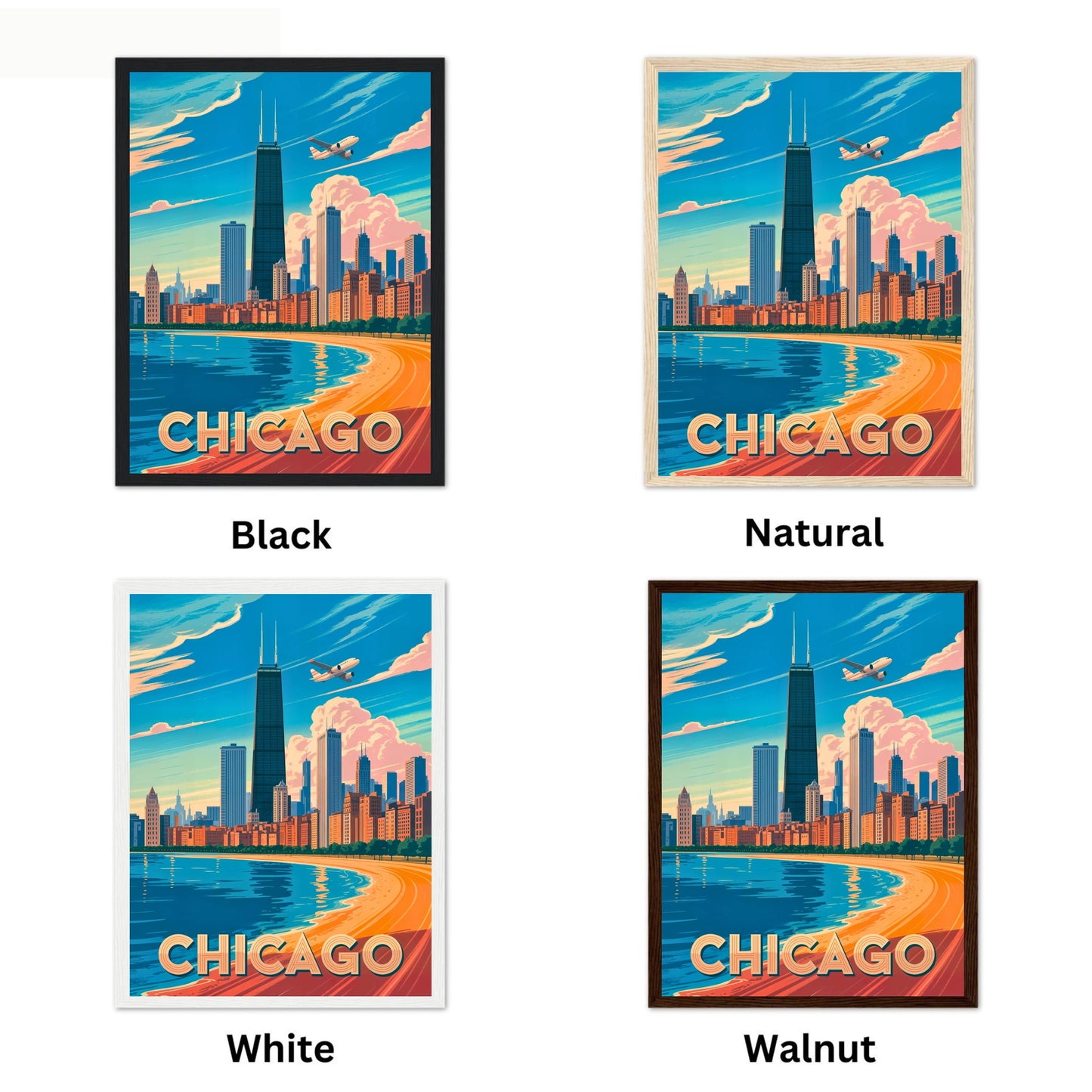 Chicago Vintage Travel Poster - Illinois Skyline