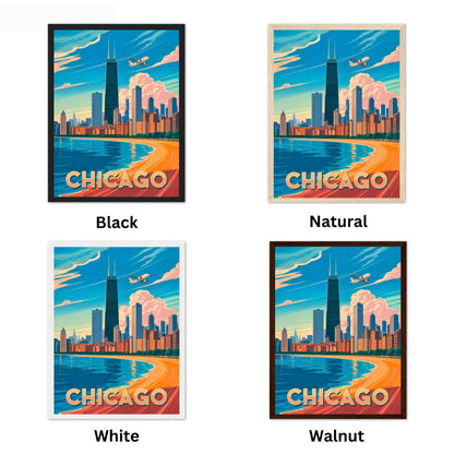Chicago Vintage Travel Poster - Illinois Skyline