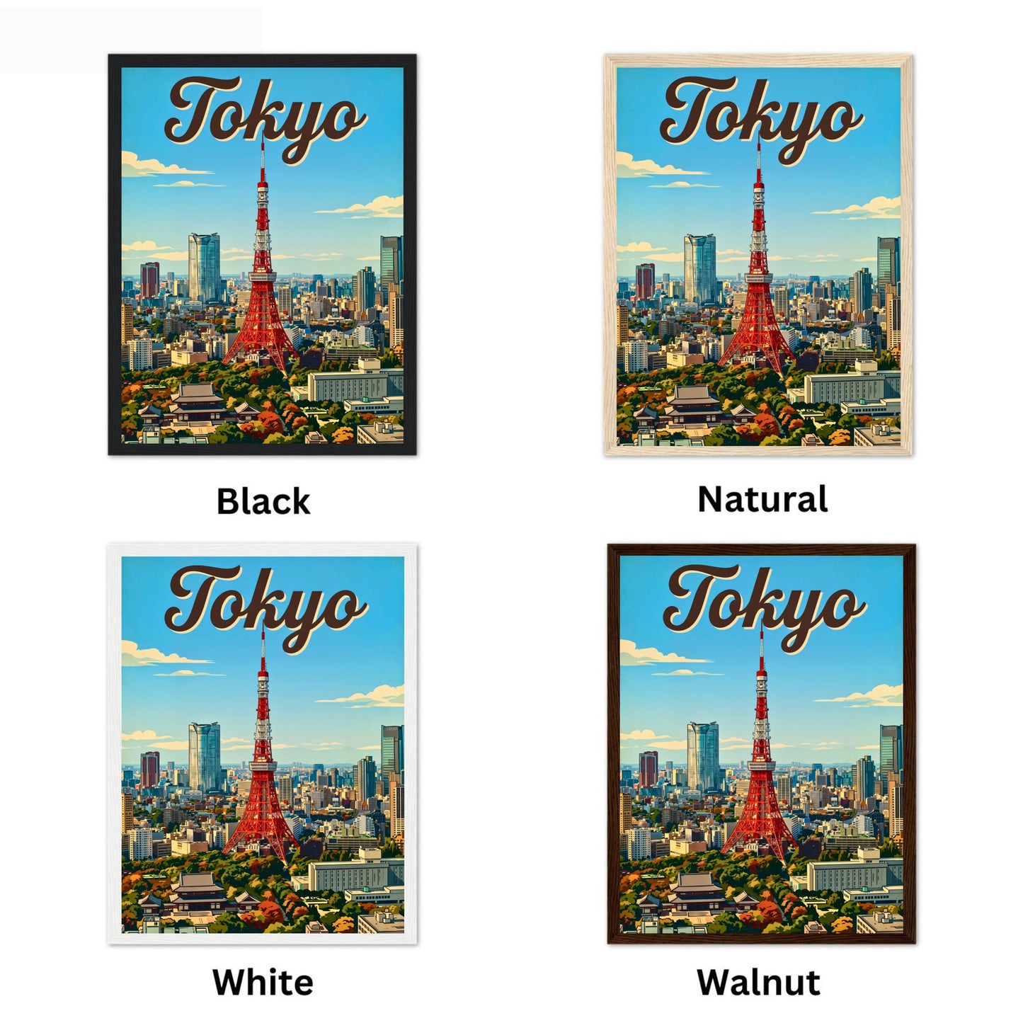 Tokyo Vintage Travel Poster - Stunning Iconic Japan Tower