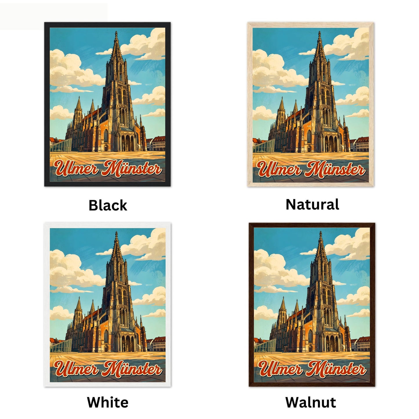 Ulmer Münster Vintage Travel Poster - Ulm’s Soaring Spire