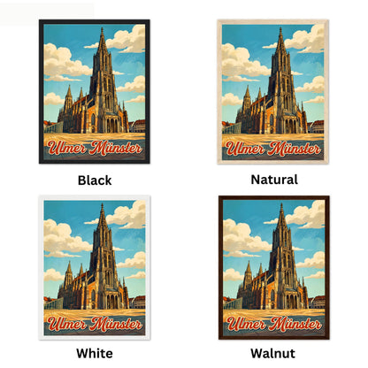 Ulmer Münster Vintage Travel Poster - Ulm’s Soaring Spire