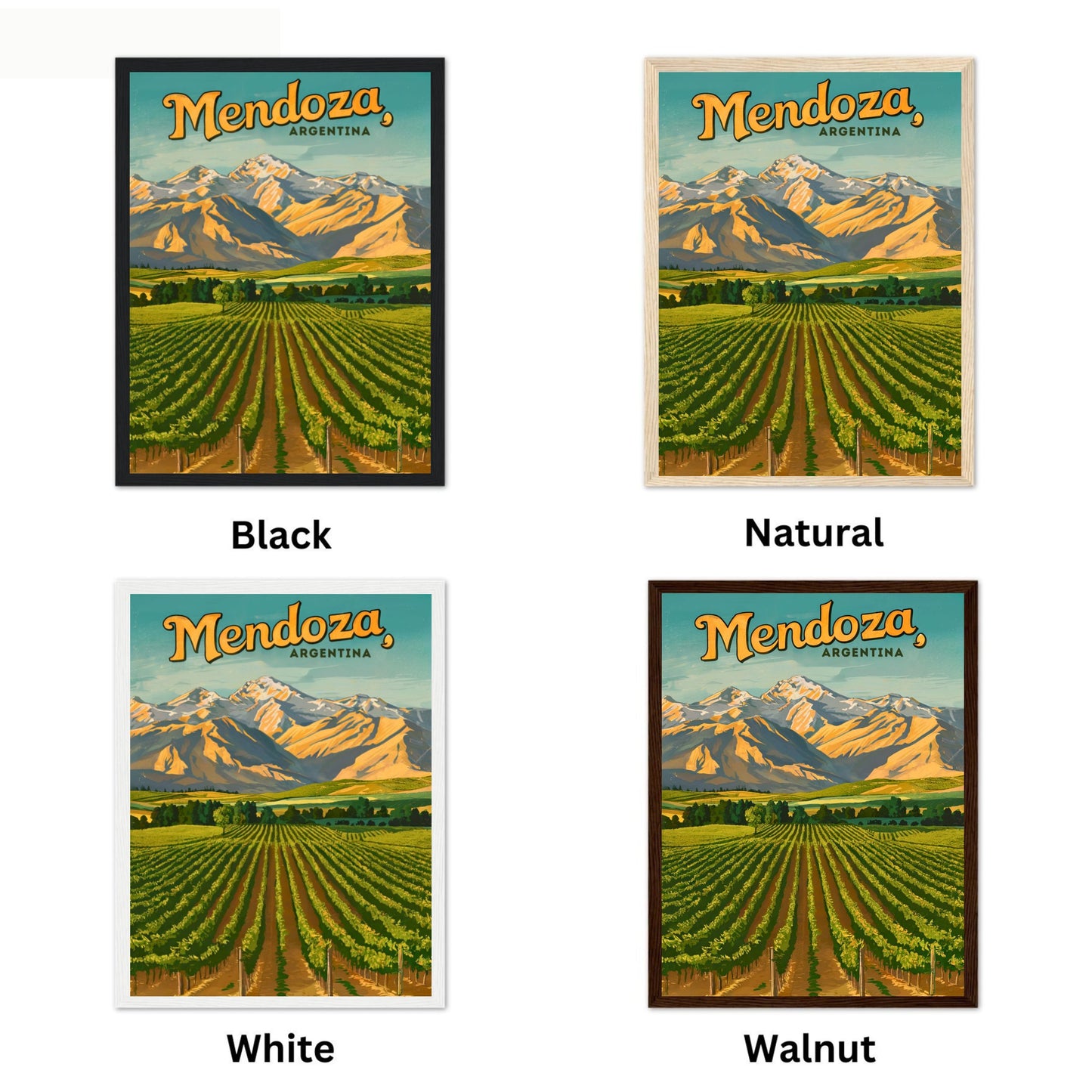 Mendoza Vintage Travel Poster - Captivating Winery View in Argentina