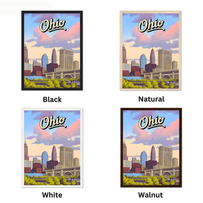 Ohio Vintage Travel Poster - Charming Skyscrapers