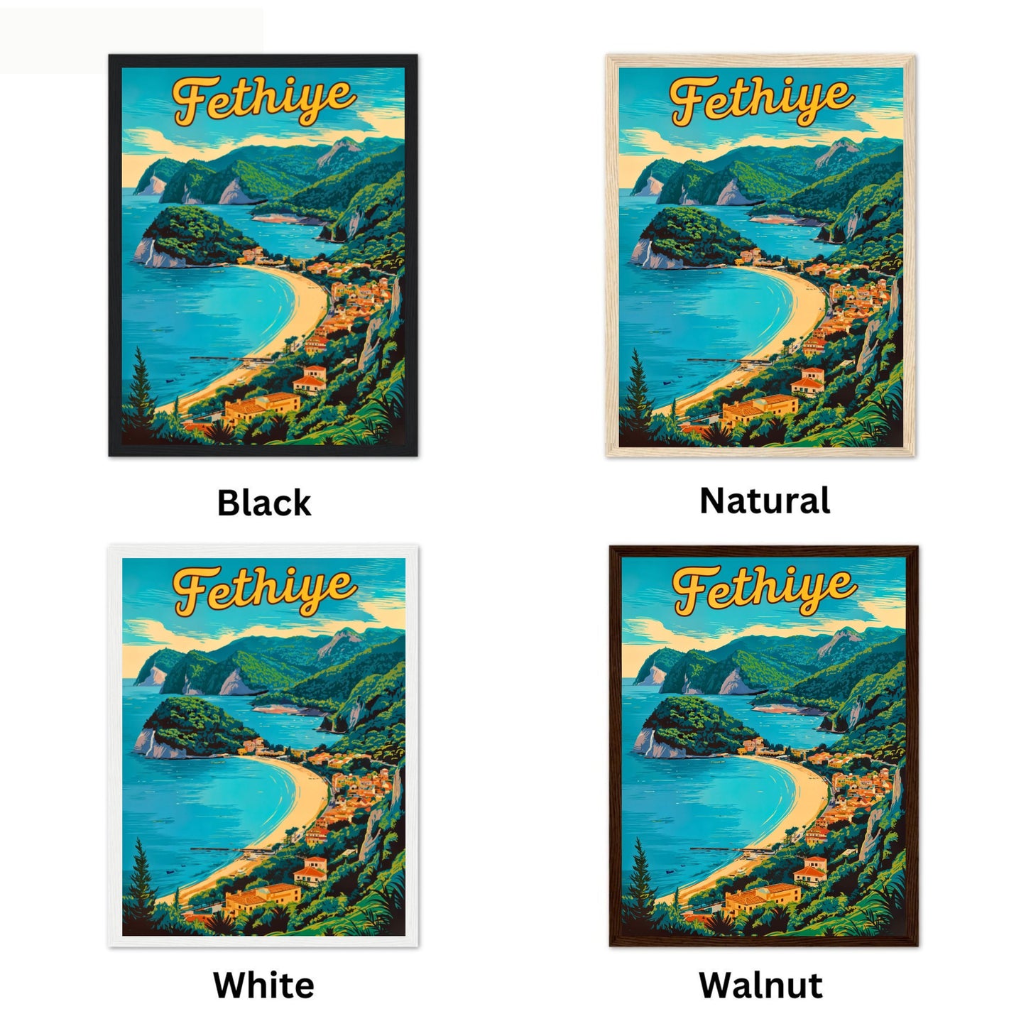 Fethiye Vintage Travel Poster - Captivating Turkey Coast View