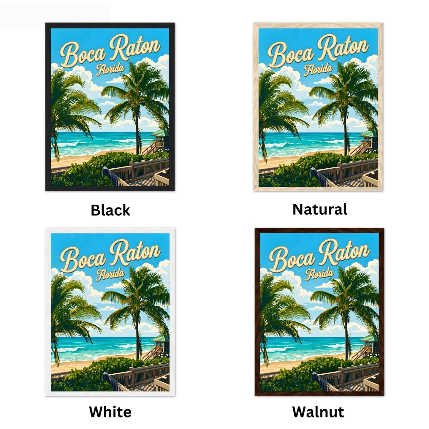 Boca Raton Vintage Travel Poster - Sunshine on the Atlantic