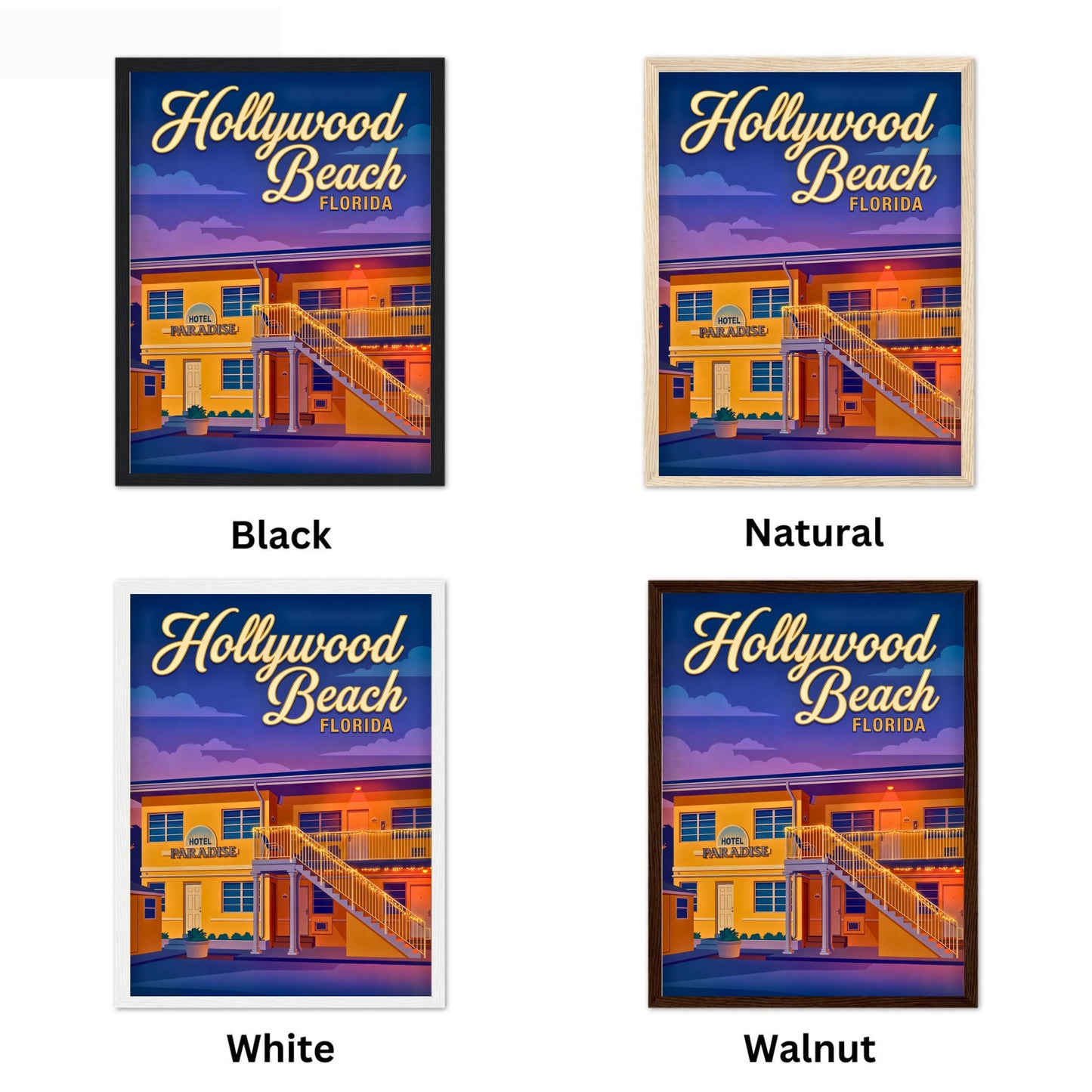 Hollywood Beach Vintage Travel Poster - Vacation at Hotel Paradise Florida