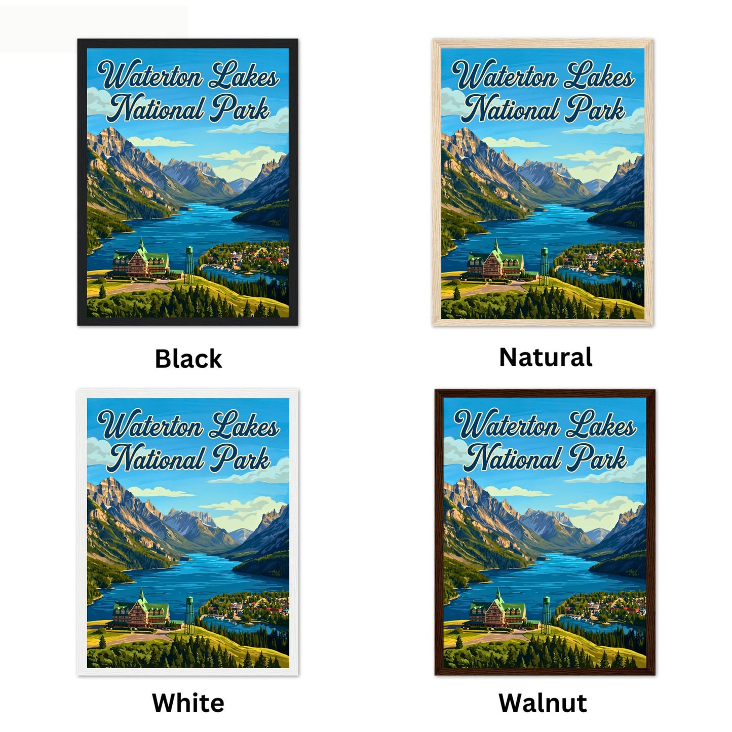 Waterton Lakes National Park Vintage Travel Poster - Alpine Calm, Prairie Soul
