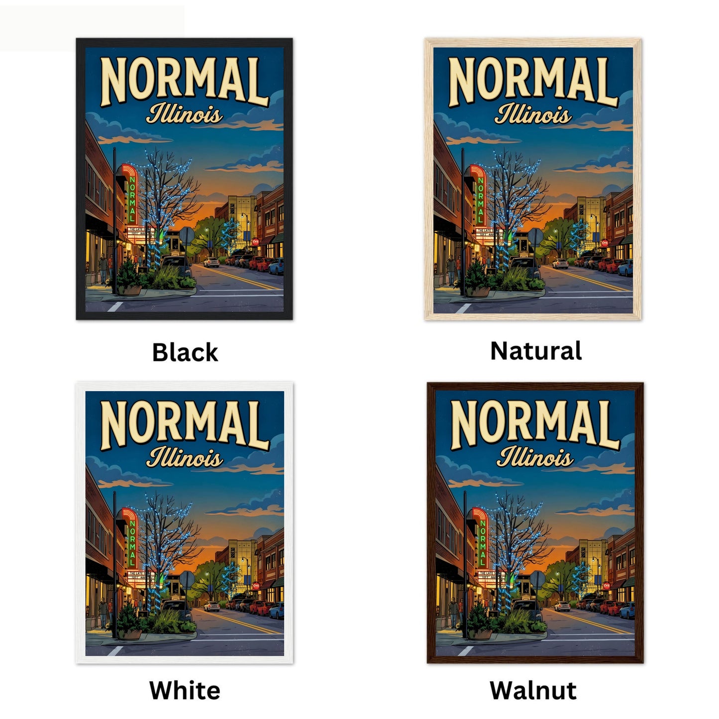 Normal, Illinois Vintage Travel Poster - Uptown Lights