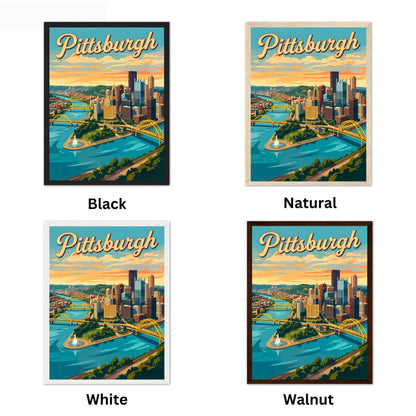 Pittsburgh Vintage Travel Poster- Iconic Bridges