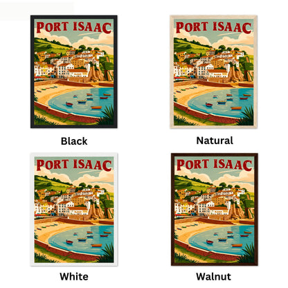 Port Isaac Vintage Travel Poster - England Coastal Village and Harbor View