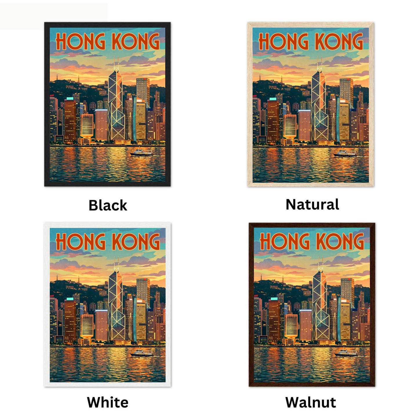Hong Kong Vintage Travel Poster - Captivating City Skyline