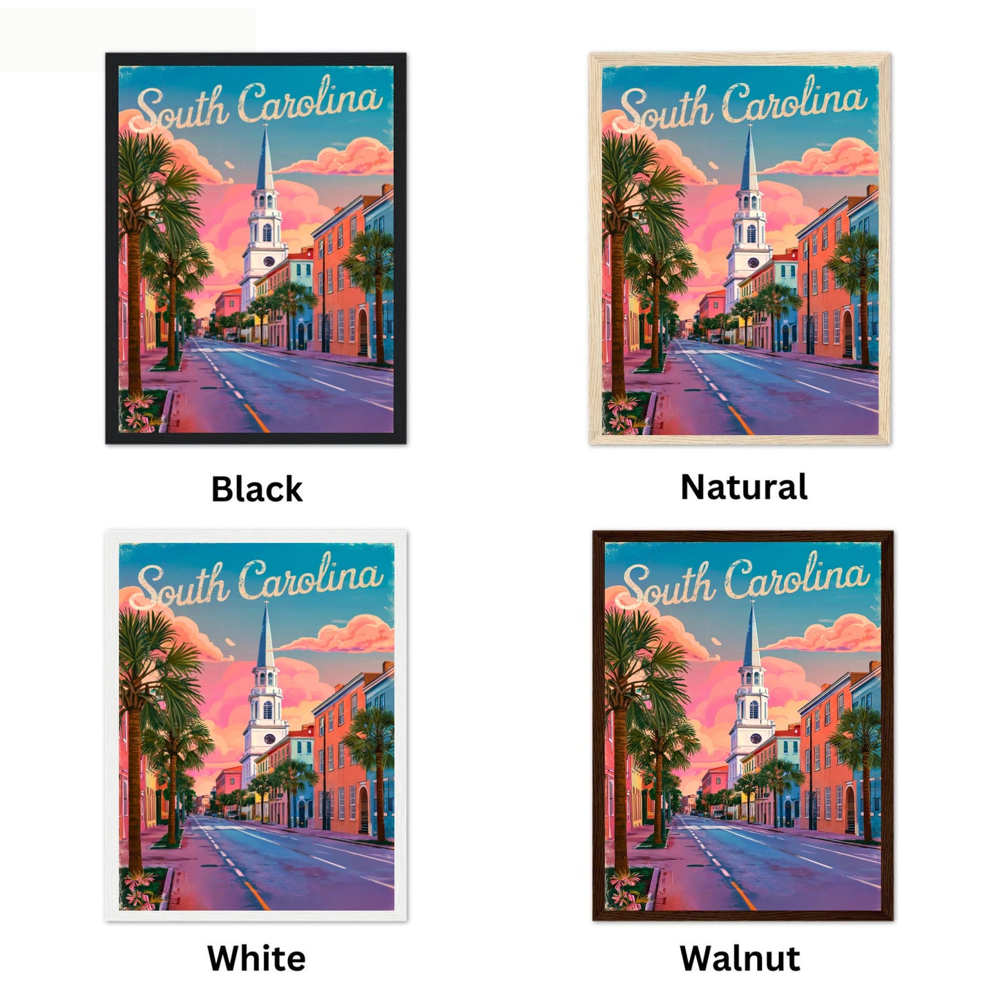 South Carolina Vintage Travel Poster  - Captivating Street of Charleston