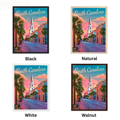 South Carolina Vintage Travel Poster  - Captivating Street of Charleston