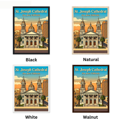 St. Joseph Cathedral Vintage Travel Poster -  San Jose Sacred Architecture