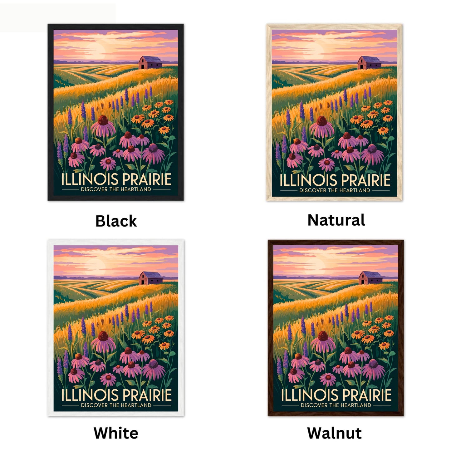 Illinois Vintage Travel Poster -  Sunlit Prairies