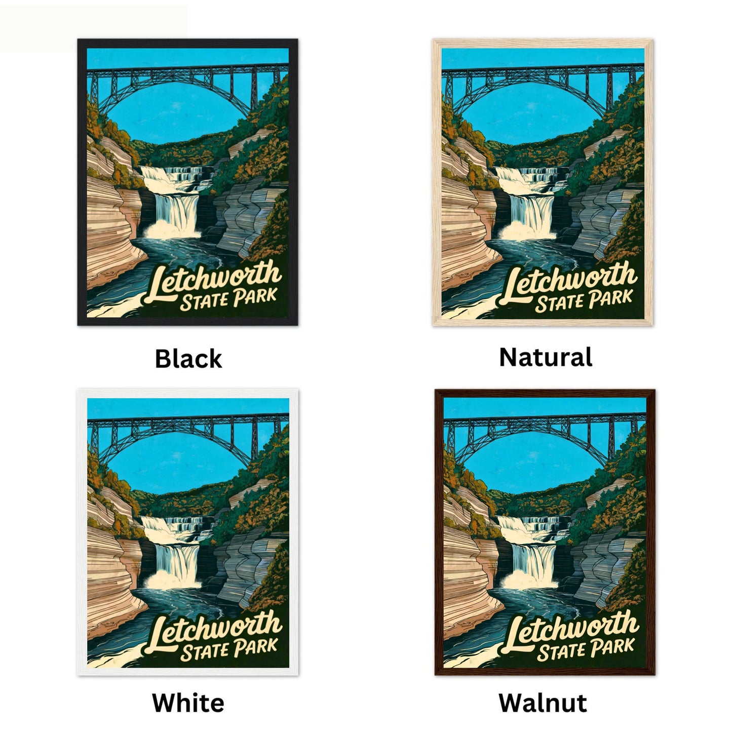 Letchworth State Park Vintage Travel Poster - Beneath the Falls, Above the Cliffs