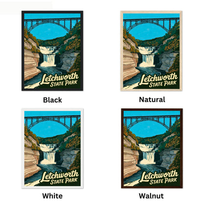 Letchworth State Park Vintage Travel Poster - Beneath the Falls, Above the Cliffs