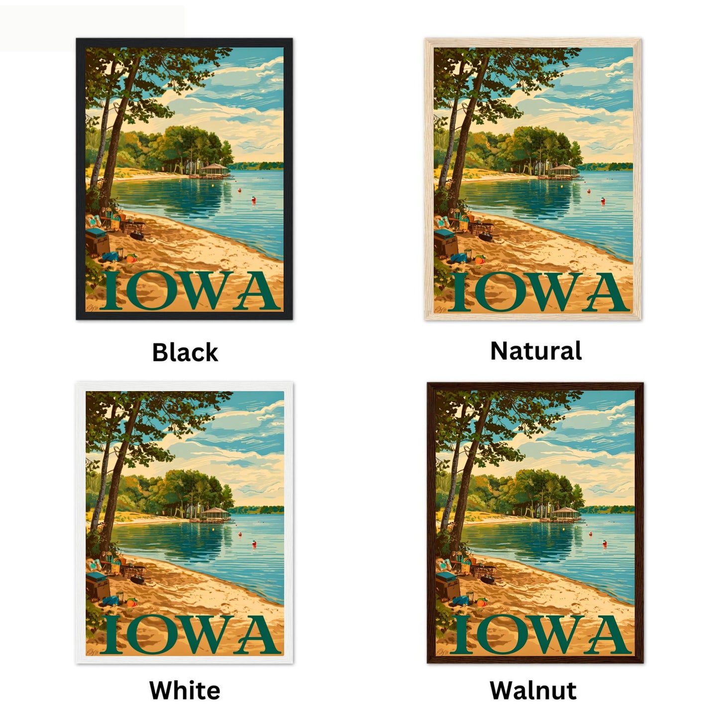 Iowa Vintage Travel Poster  - Spirit Lake Iconic View