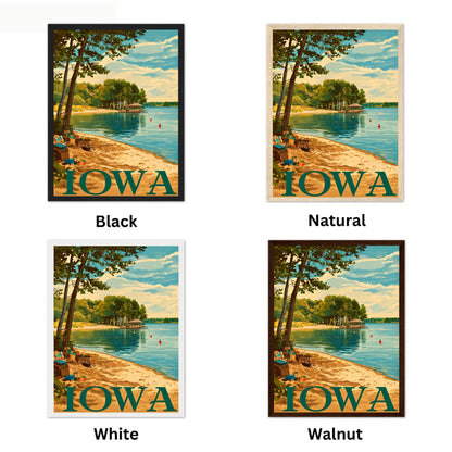 Iowa Vintage Travel Poster  - Spirit Lake Iconic View